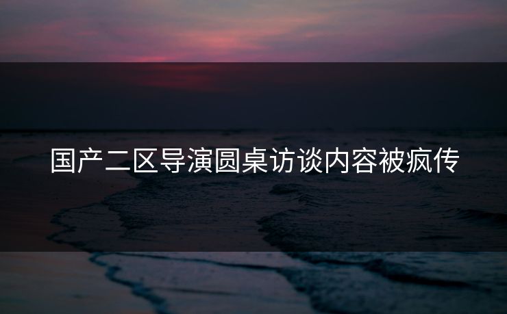 国产二区导演圆桌访谈内容被疯传