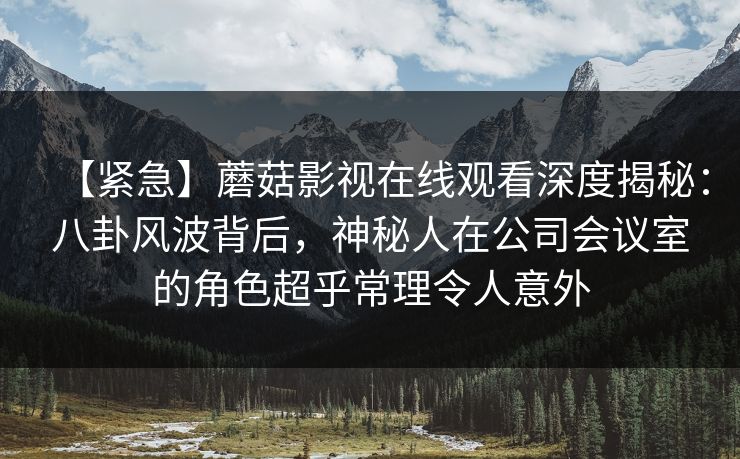 【紧急】蘑菇影视在线观看深度揭秘：八卦风波背后，神秘人在公司会议室的角色超乎常理令人意外