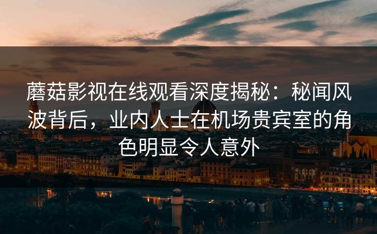 蘑菇影视在线观看深度揭秘:秘闻风波背后,业内人士在机场贵宾室的角色明显令人意外 蘑菇影视在线观看深度揭秘:秘闻风波背后,业内人士在机场贵宾室的角色明显令人意外